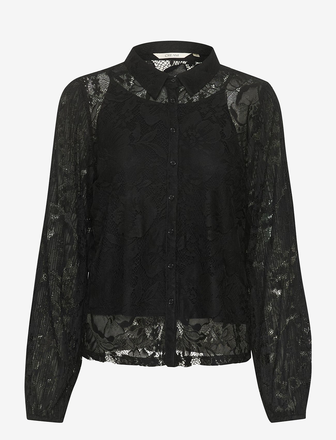 Cream - CRKanni Lace Shirt - langærmede skjorter - pitch black - 1