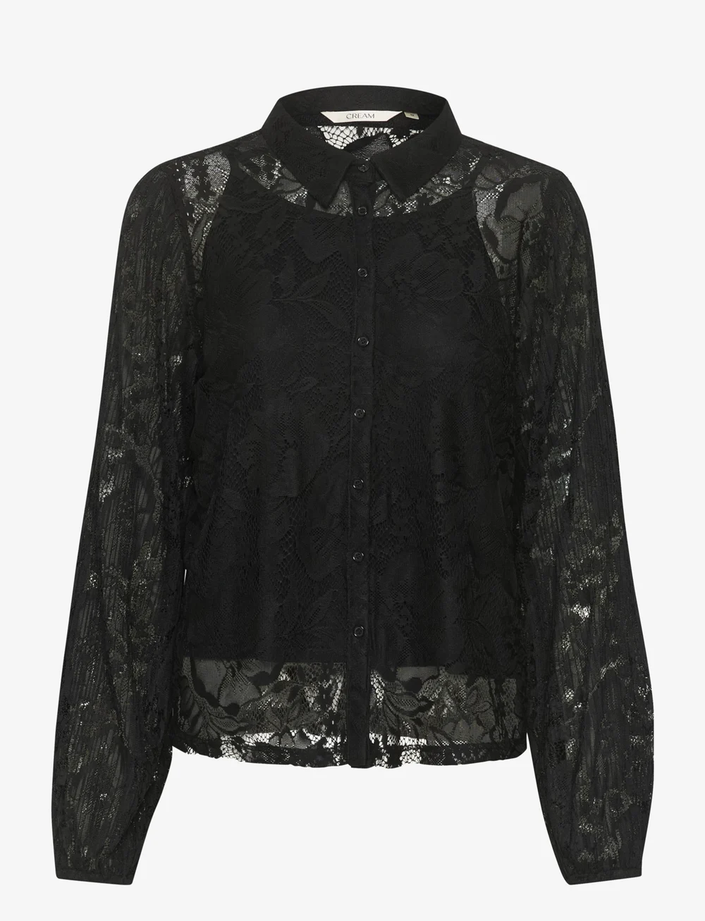 Cream - CRKanni Lace Shirt - langärmlige hemden - pitch black - 1