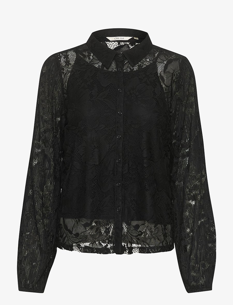 Cream - CRKanni Lace Shirt - overhemden met lange mouwen - pitch black - 1