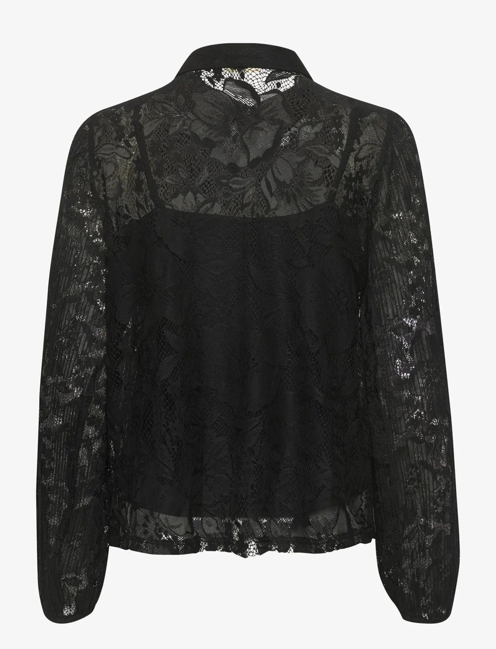 Cream - CRKanni Lace Shirt - langärmlige hemden - pitch black - 2