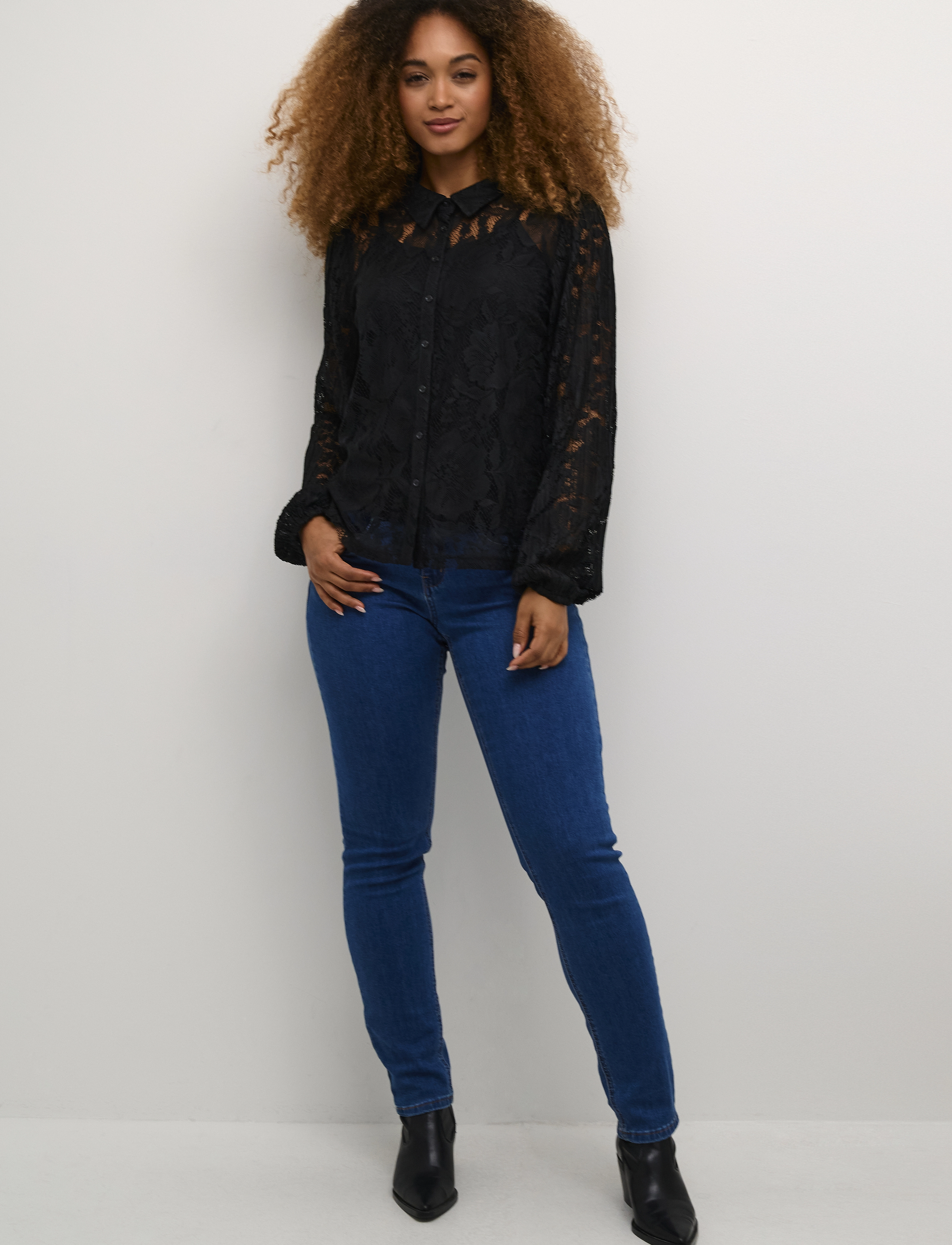 Cream - CRKanni Lace Shirt - koszule z długimi rękawami - pitch black - 3
