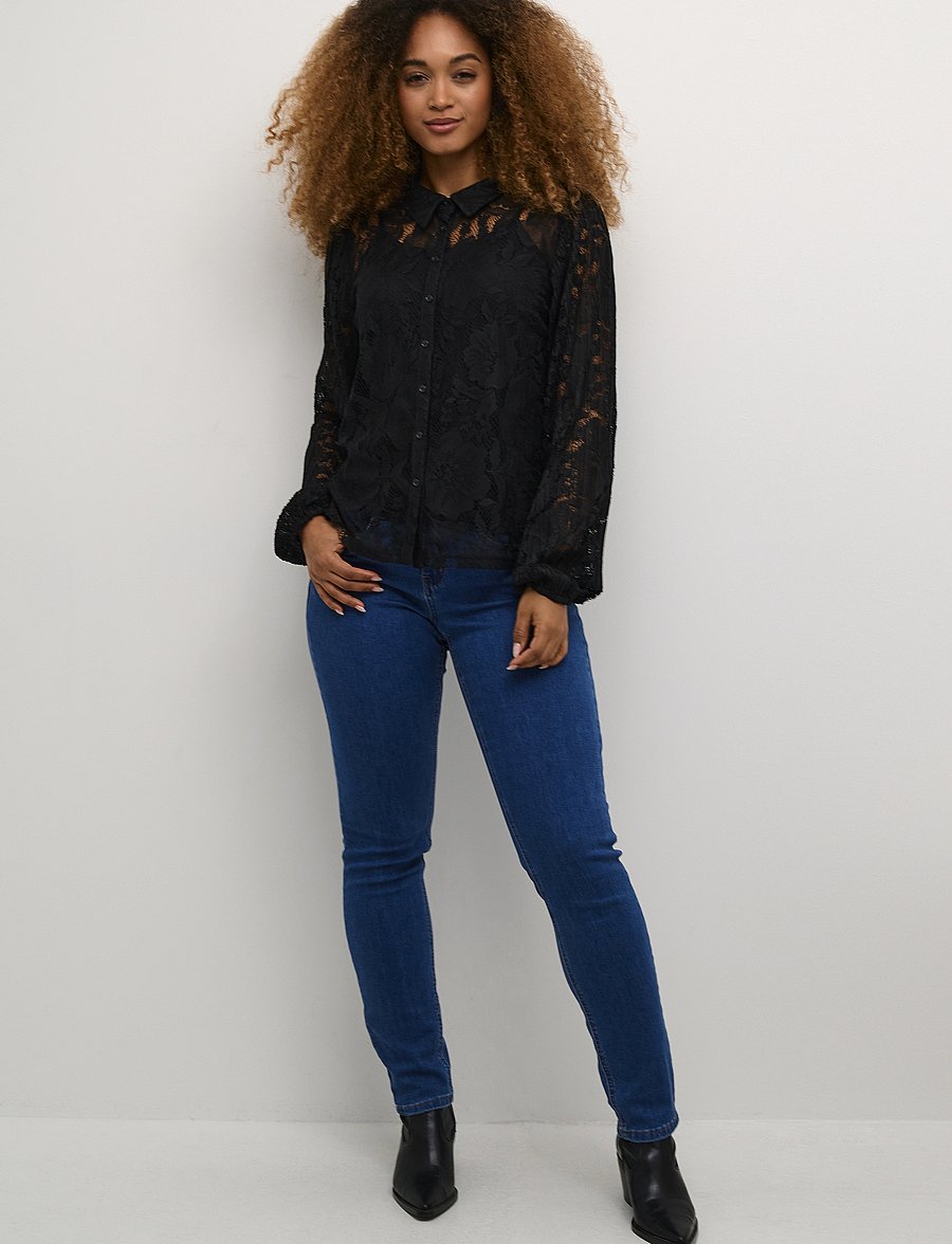 Cream - CRKanni Lace Shirt - overhemden met lange mouwen - pitch black - 3
