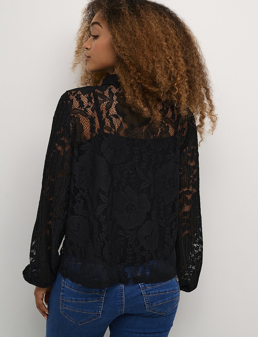 Cream - CRKanni Lace Shirt - overhemden met lange mouwen - pitch black - 4