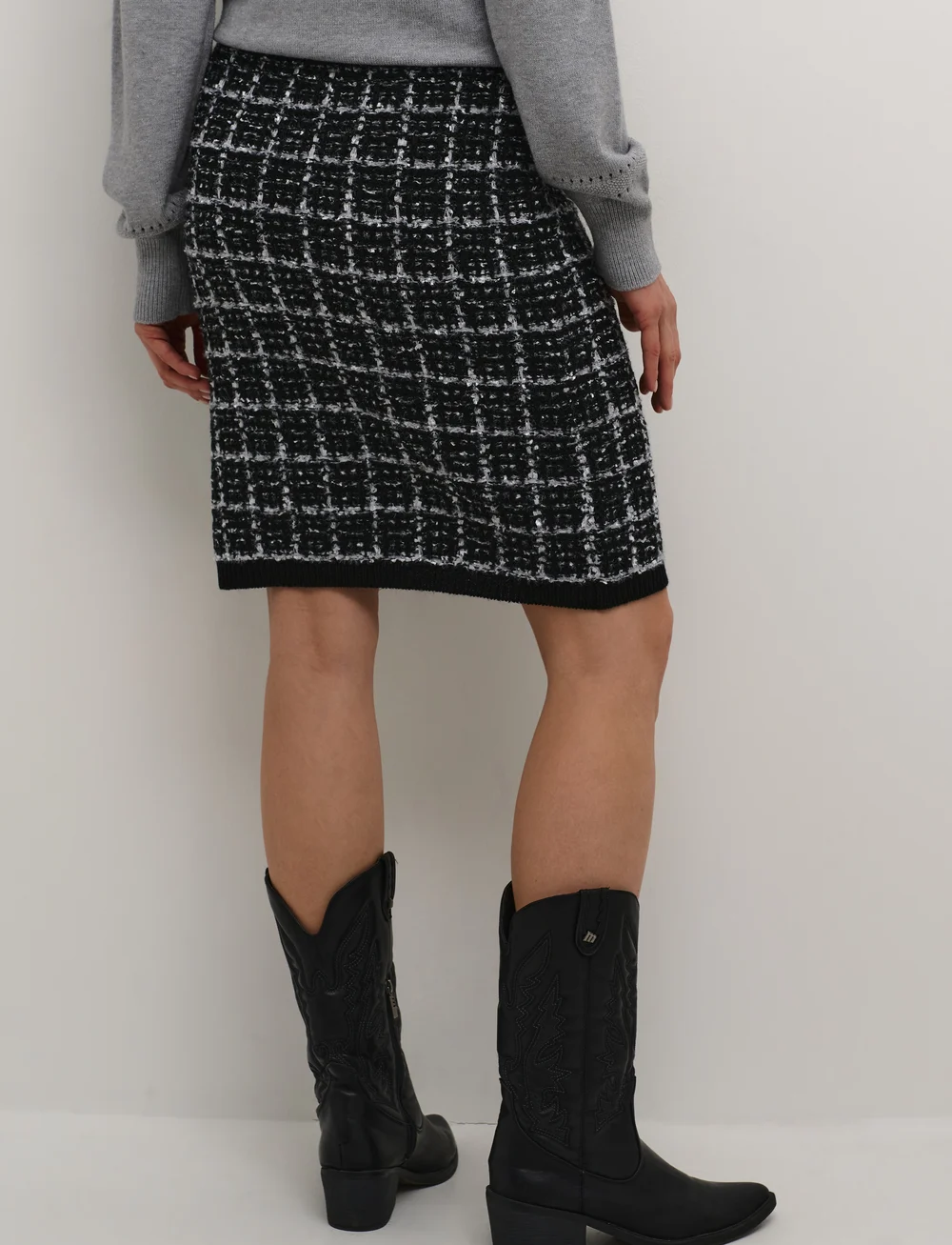 Cream - CRBilo Knit Skirt - stickade kjolar - pitch black check - 4