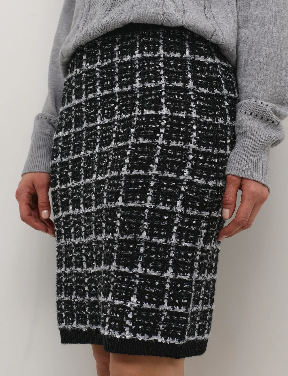Cream - CRBilo Knit Skirt - stickade kjolar - pitch black check - 5