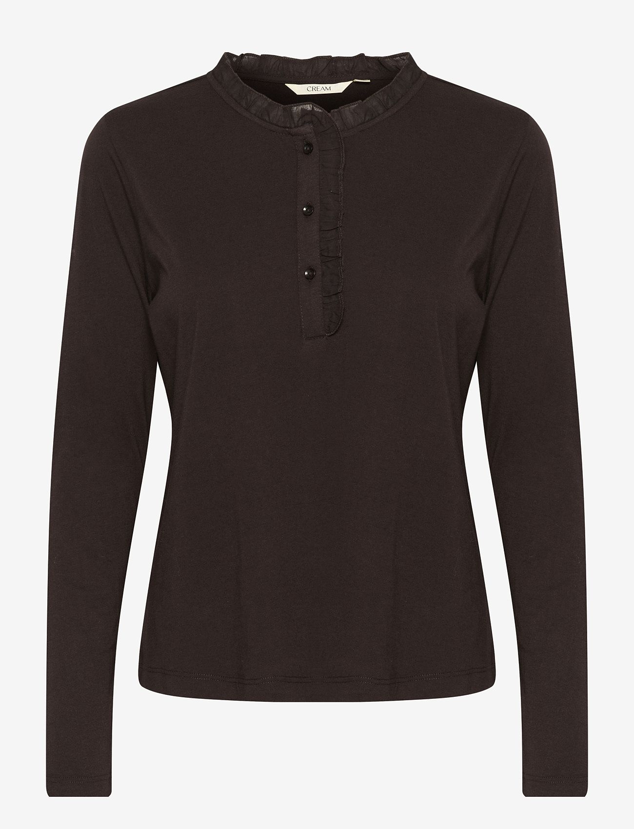 Cream - CRNaia flounce blouse - long sleeved blouses - chocolate plum - 1