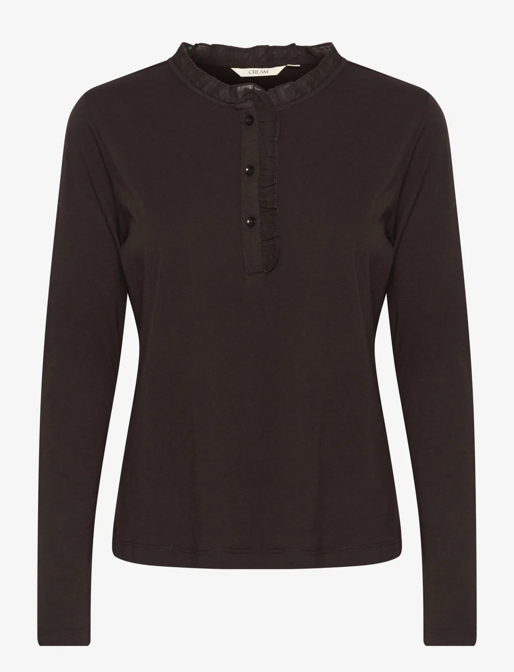 Cream - CRNaia flounce blouse - långärmade blusar - chocolate plum - 1