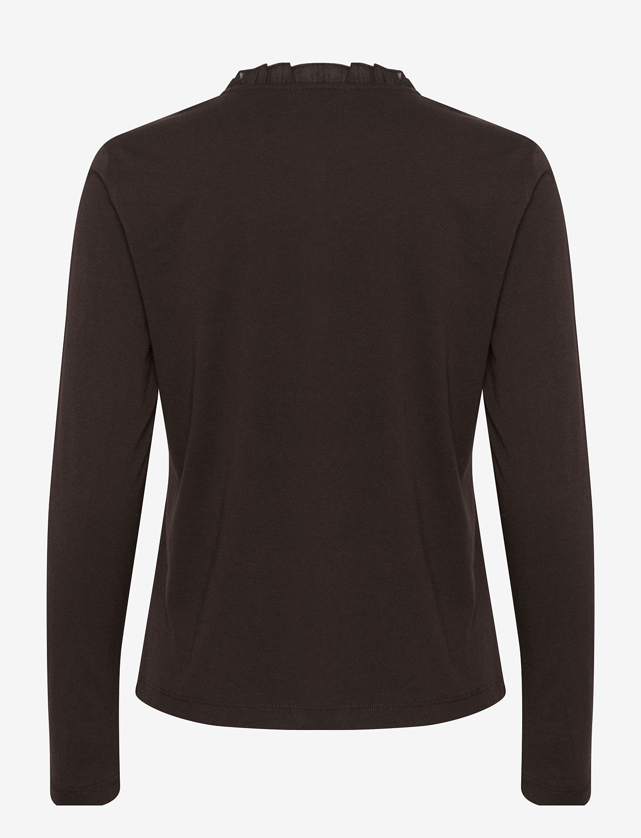 Cream - CRNaia flounce blouse - long sleeved blouses - chocolate plum - 2