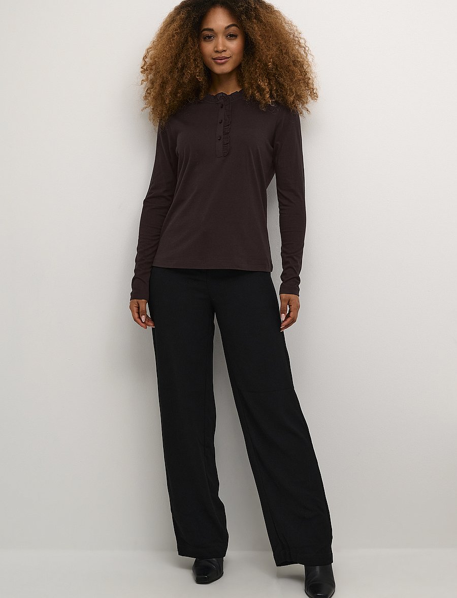 Cream - CRNaia flounce blouse - langärmlige blusen - chocolate plum - 3