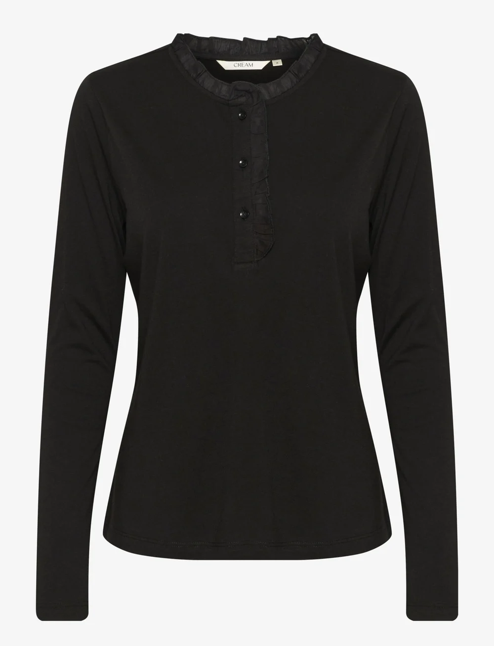 Cream - CRNaia flounce blouse - långärmade blusar - pitch black - 1