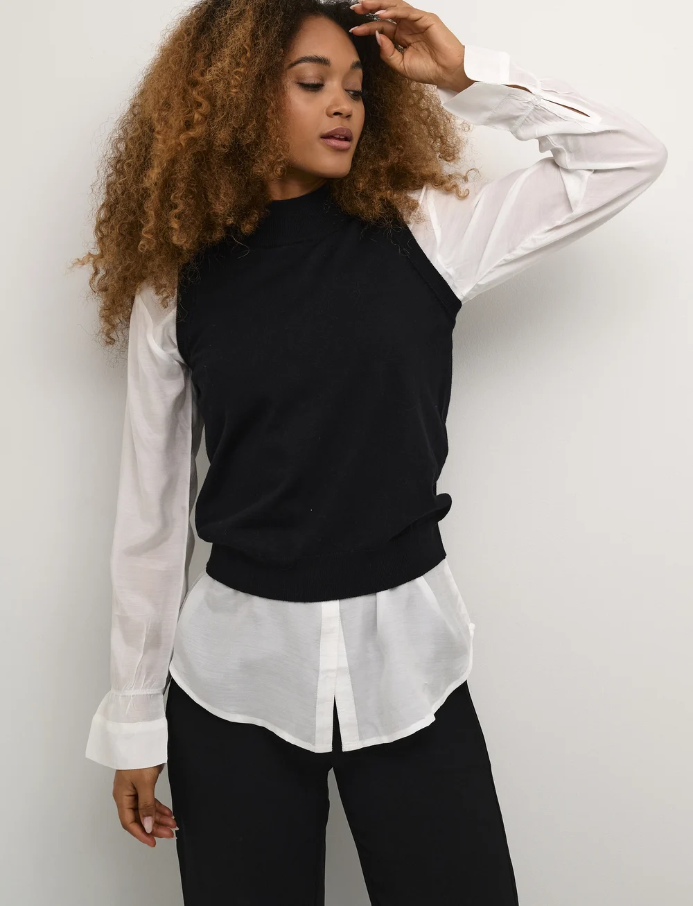 Cream - CRVillea Knit Vest - kootud vestid - pitch black - 0