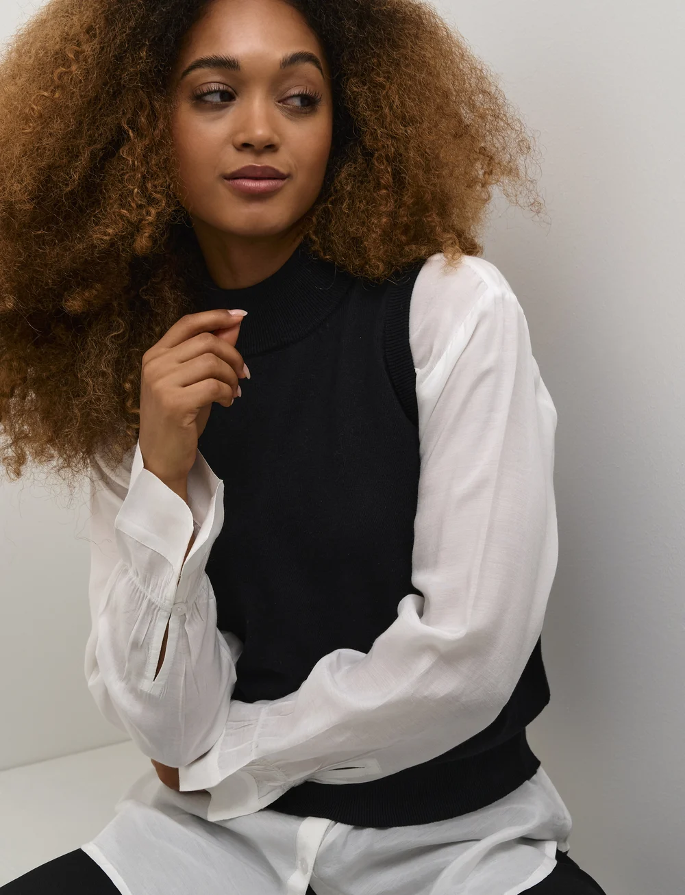 Cream - CRVillea Knit Vest - kootud vestid - pitch black - 5