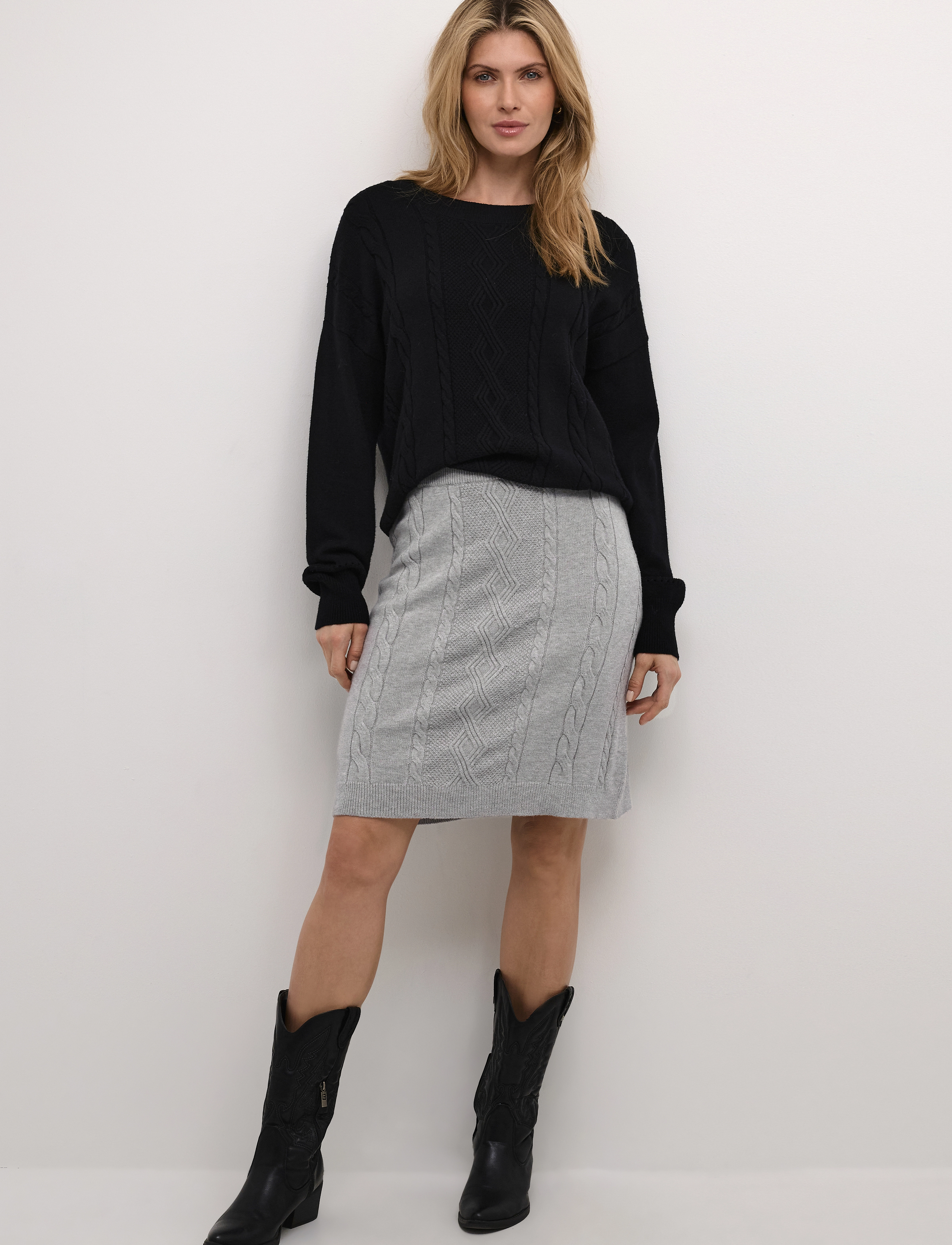Cream - CRDela Short Knit Skirt - strikkede nederdele - grey melange - 3