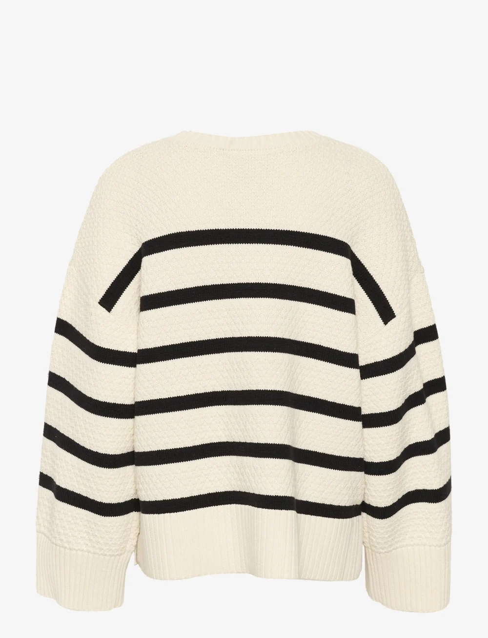 Cream - CRSoffie O-neck Pulliover - striktrøjer - eggnog black stripe - 2