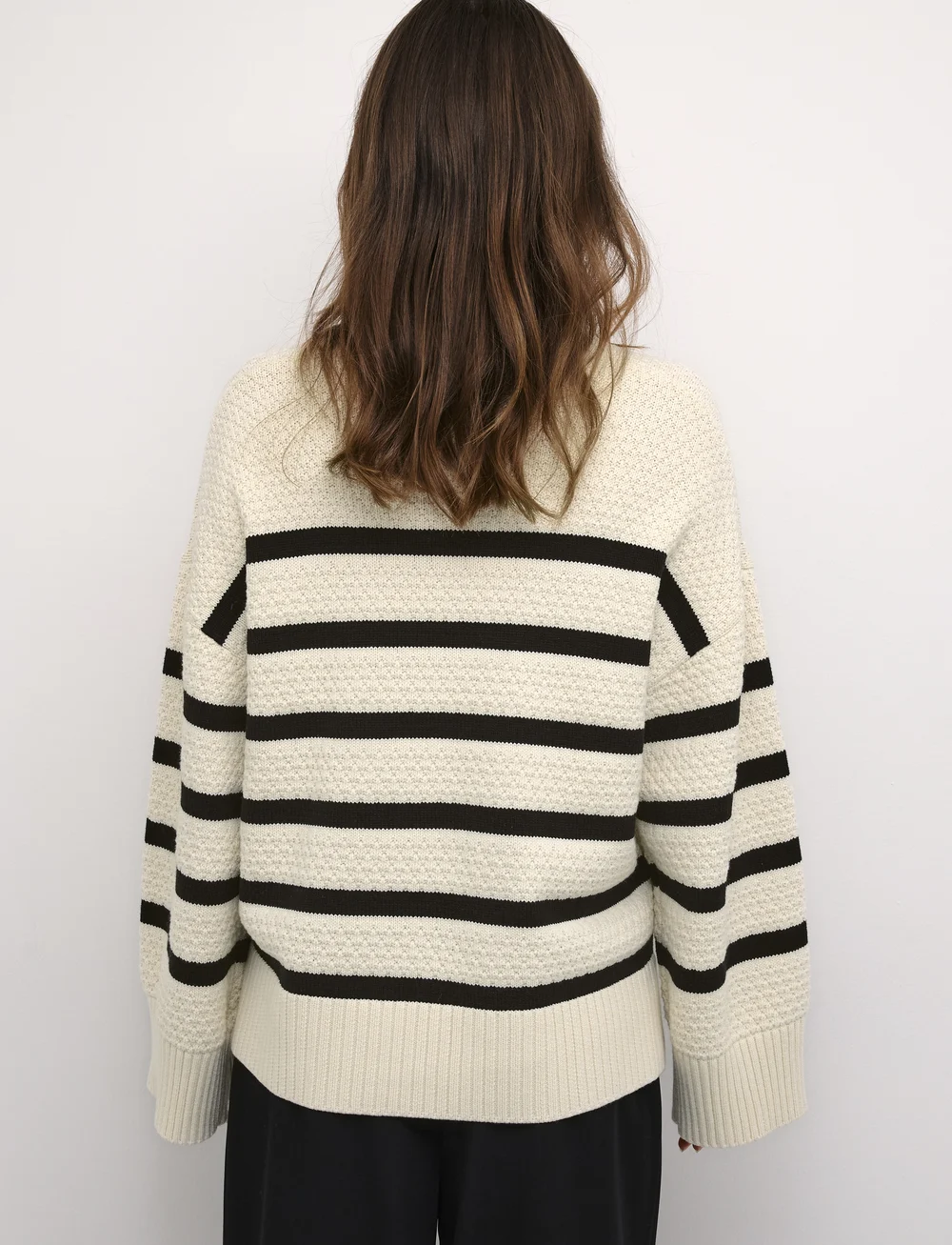 Cream - CRSoffie O-neck Pulliover - striktrøjer - eggnog black stripe - 4