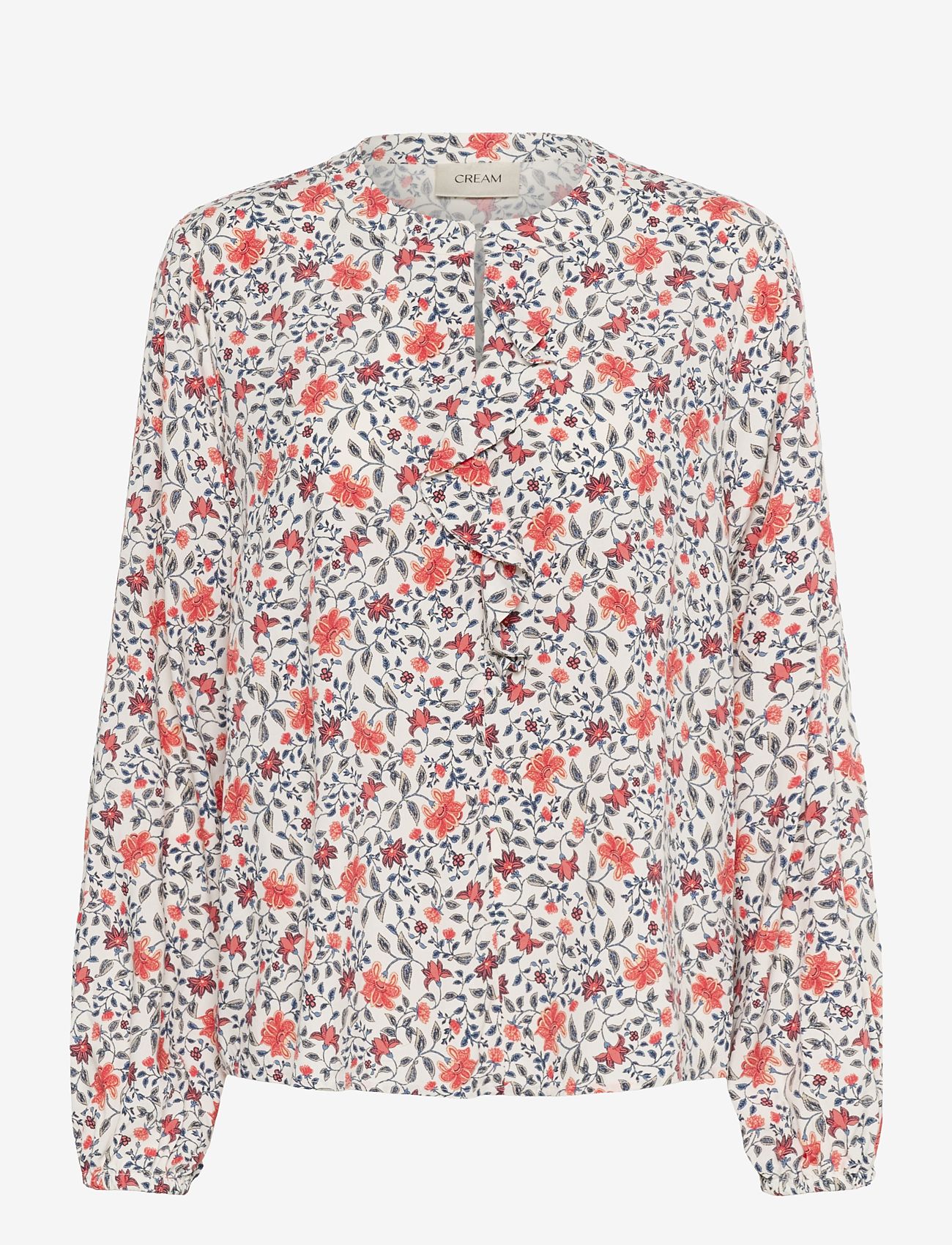 Cream - CRNaomi Flounce Blouse - långärmade blusar - porcelain rose flower - 1