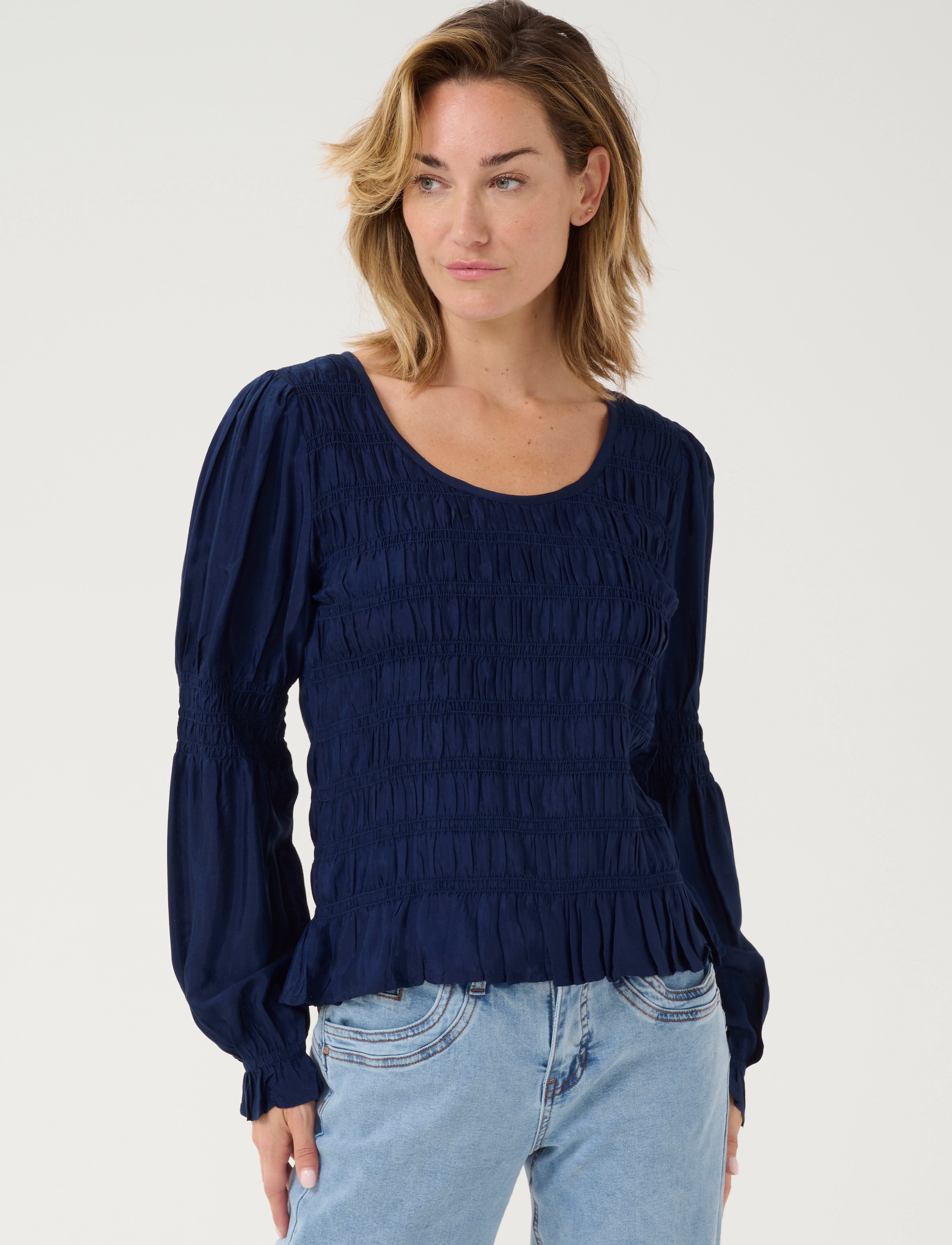 Cream Crhenva Ls Blouse, 36, Navy, Bluser > Kortærmede, Dame