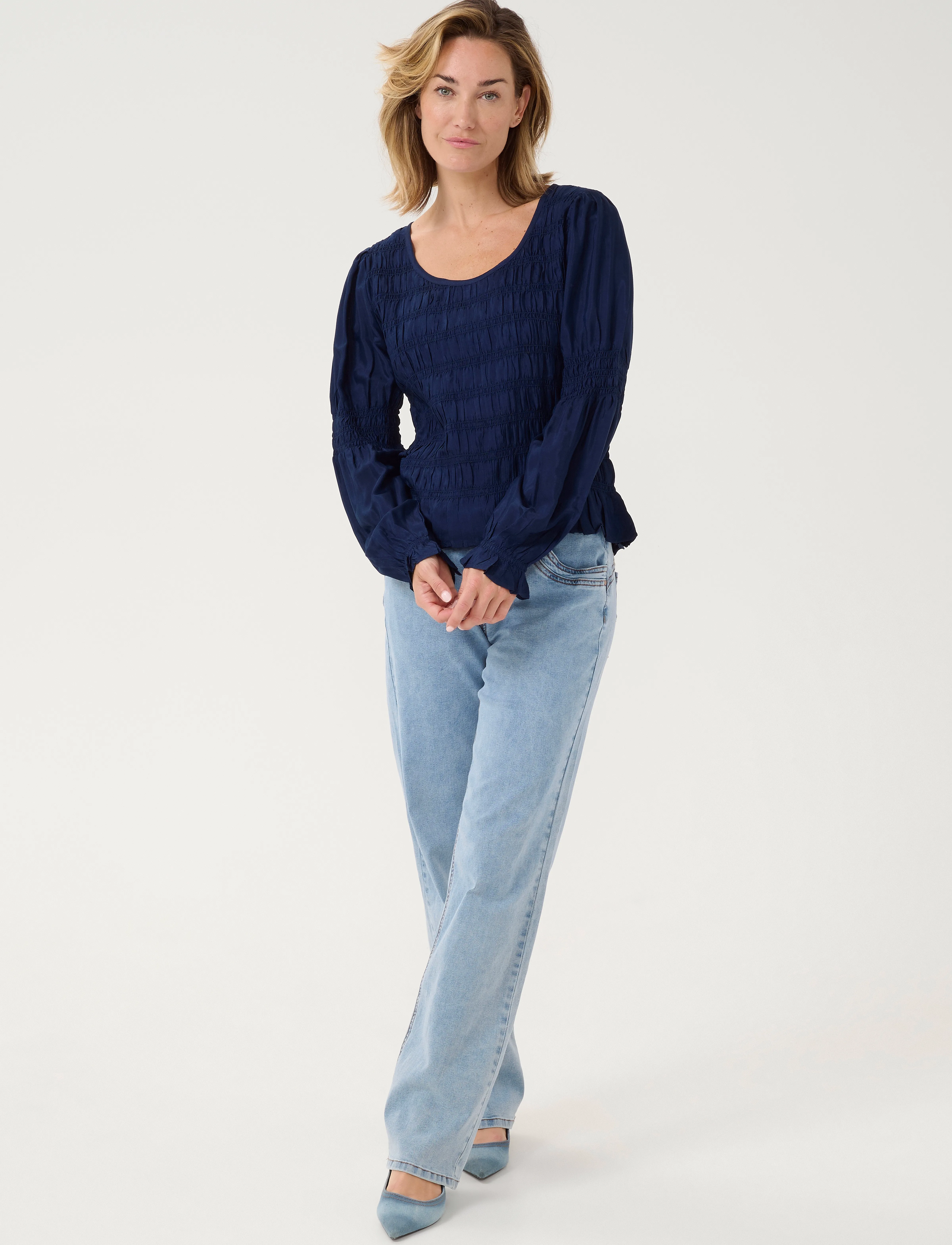 Cream - CRHenva LS Blouse - lyhythihaiset puserot - dress blues - 3