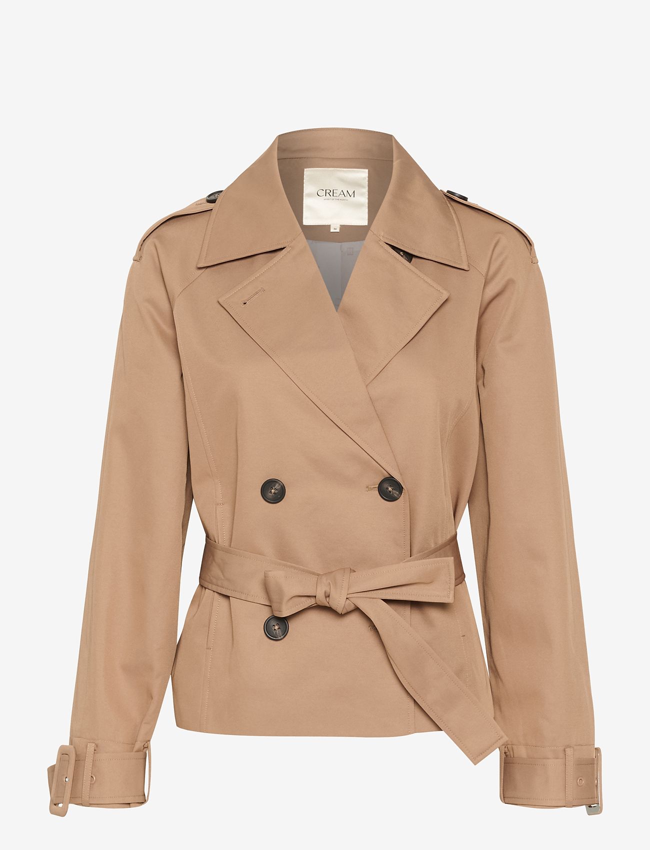 Cream - CRRea Crop Trenchcoat - trenchcoats - cinnamon swirl - 1