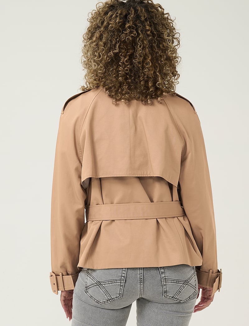 Cream - CRRea Crop Trenchcoat - trenchcoats - cinnamon swirl - 4