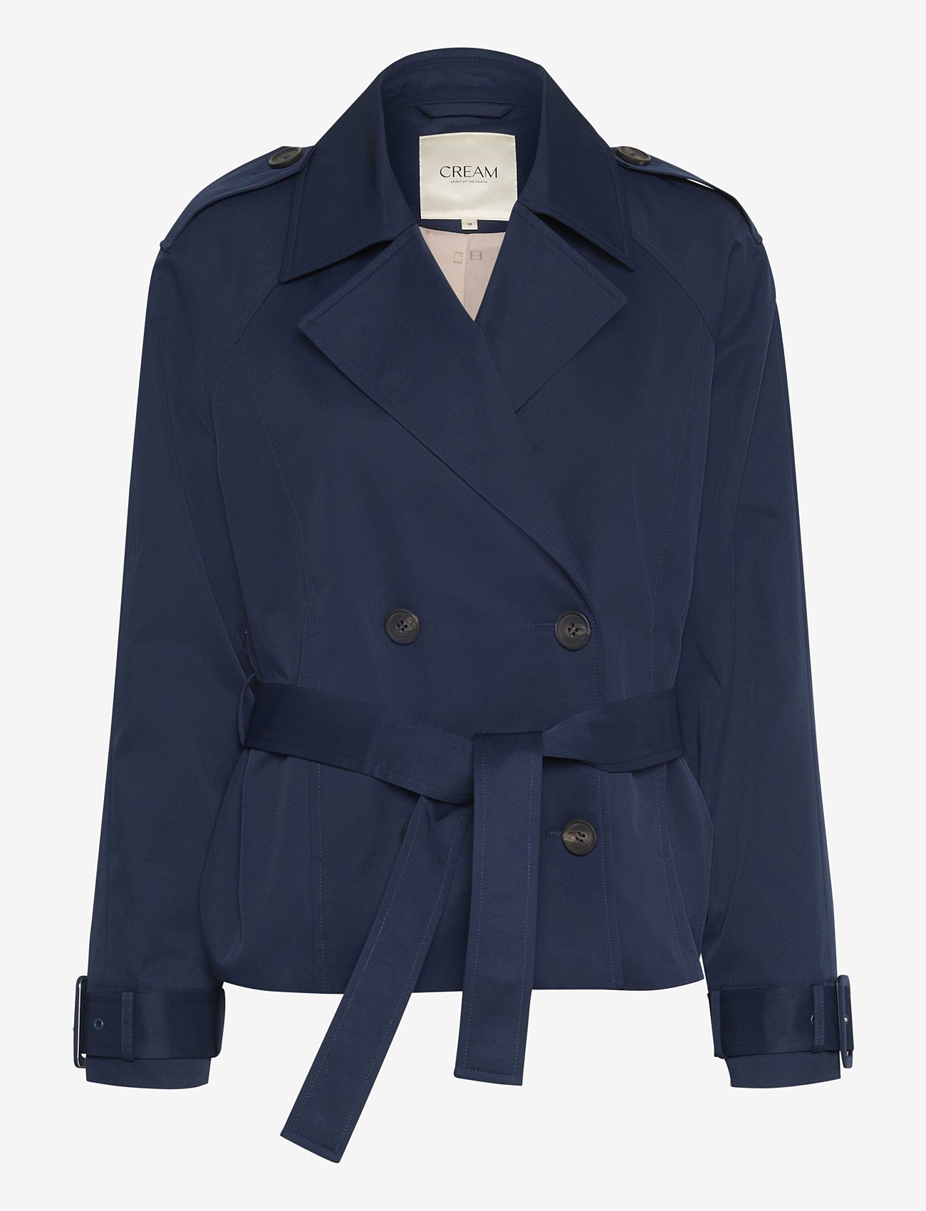 Cream - CRRea Crop Trenchcoat - trenchcoats - dress blues - 1