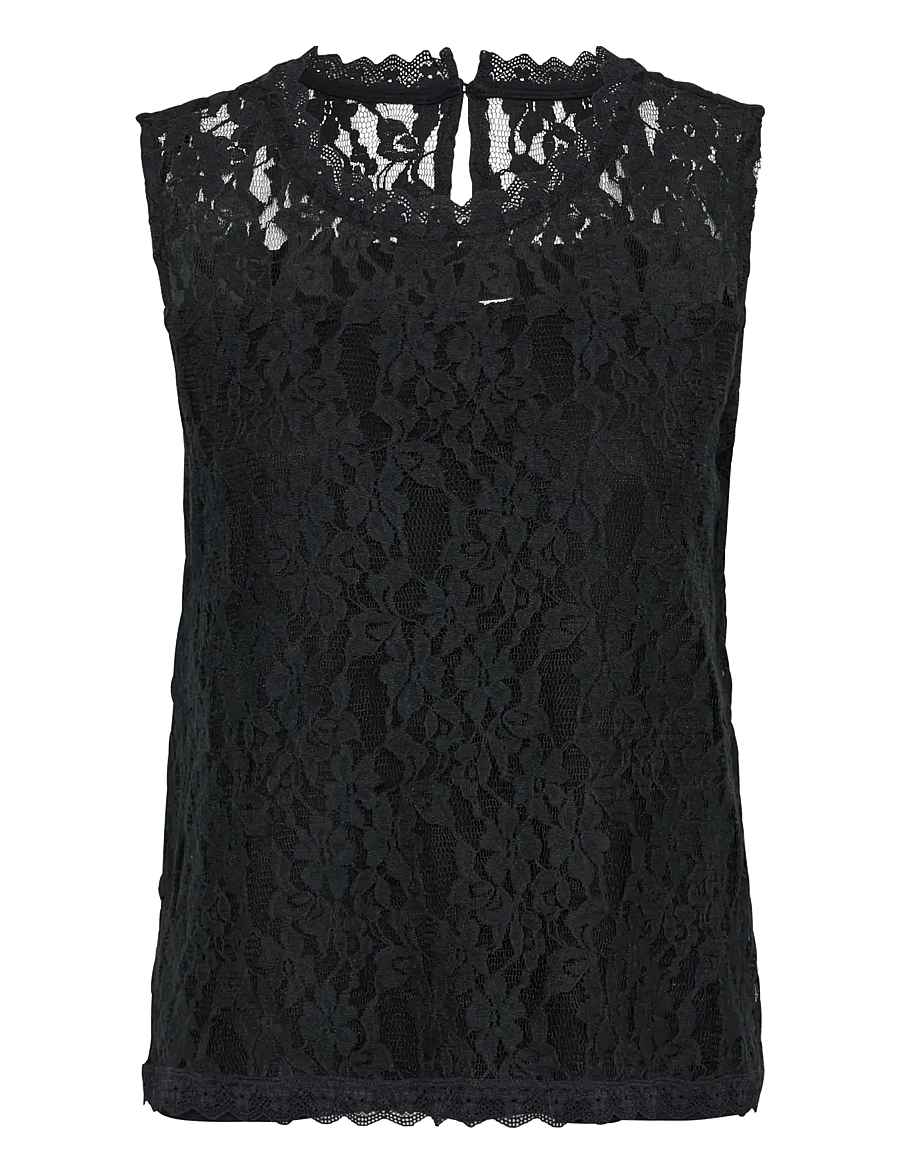 Cream - CRKit Lace Top - Ærmeløse bluser - pitch black - 1