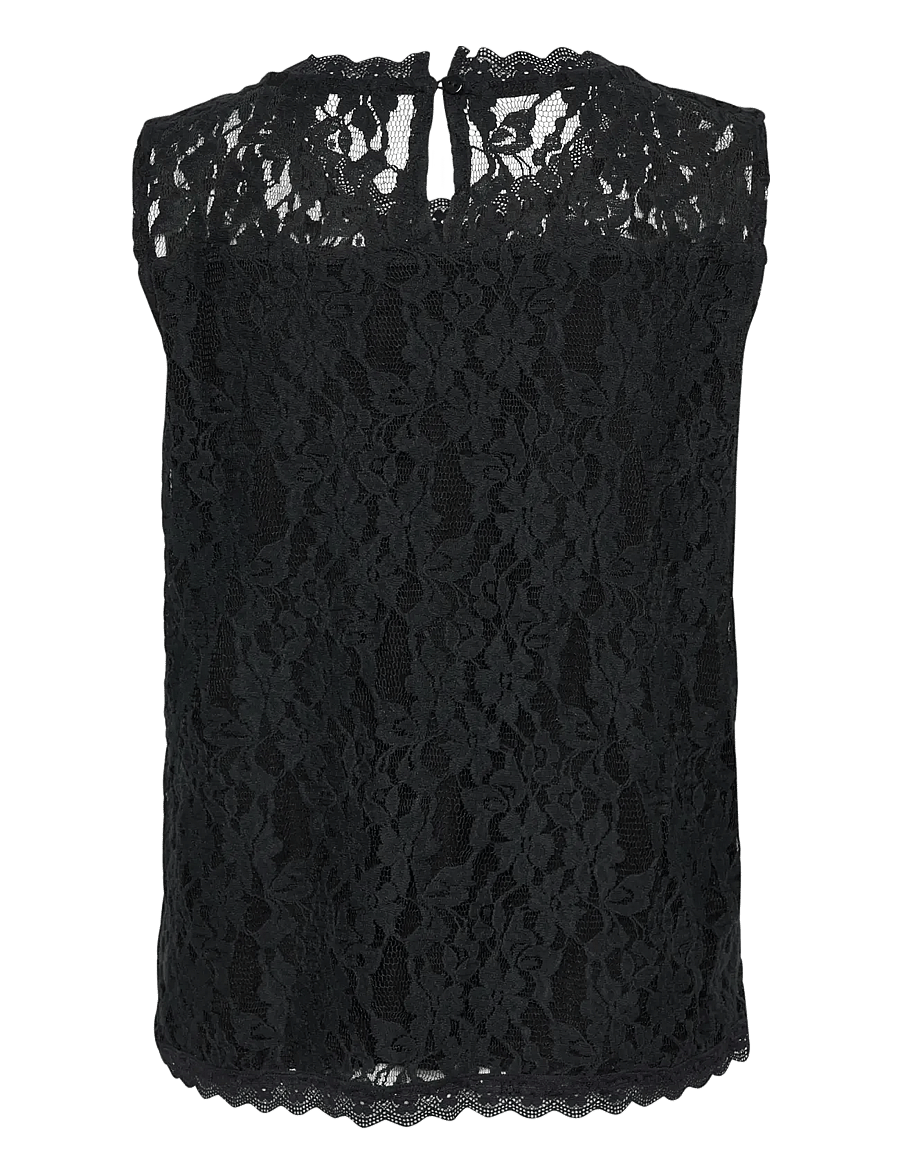 Cream - CRKit Lace Top - Ærmeløse bluser - pitch black - 2