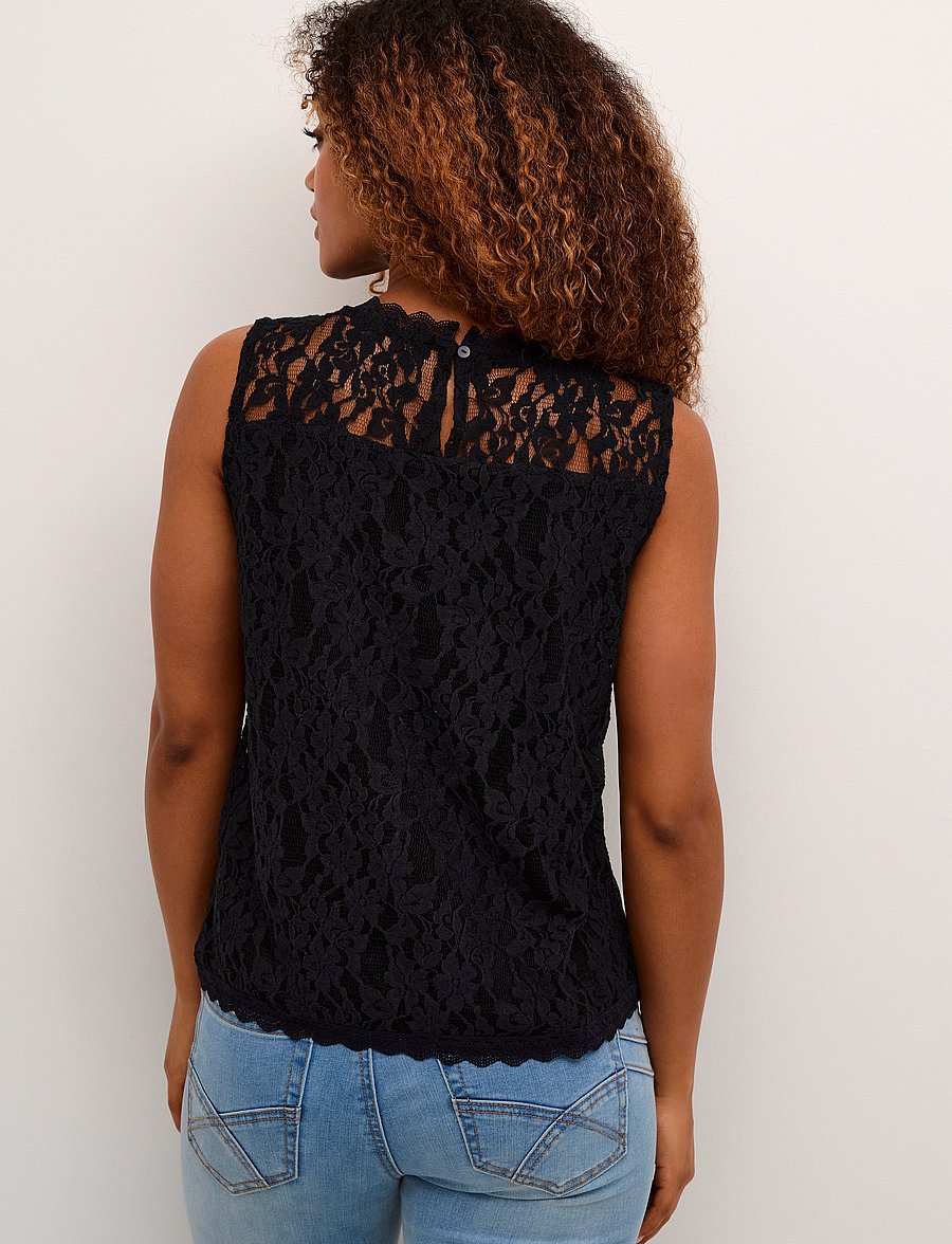 Cream - CRKit Lace Top - Ærmeløse bluser - pitch black - 4