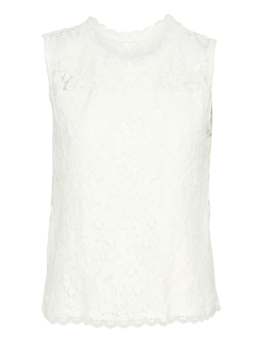Cream - CRKit Lace Top - Ärmellose blusen - snow white - 1