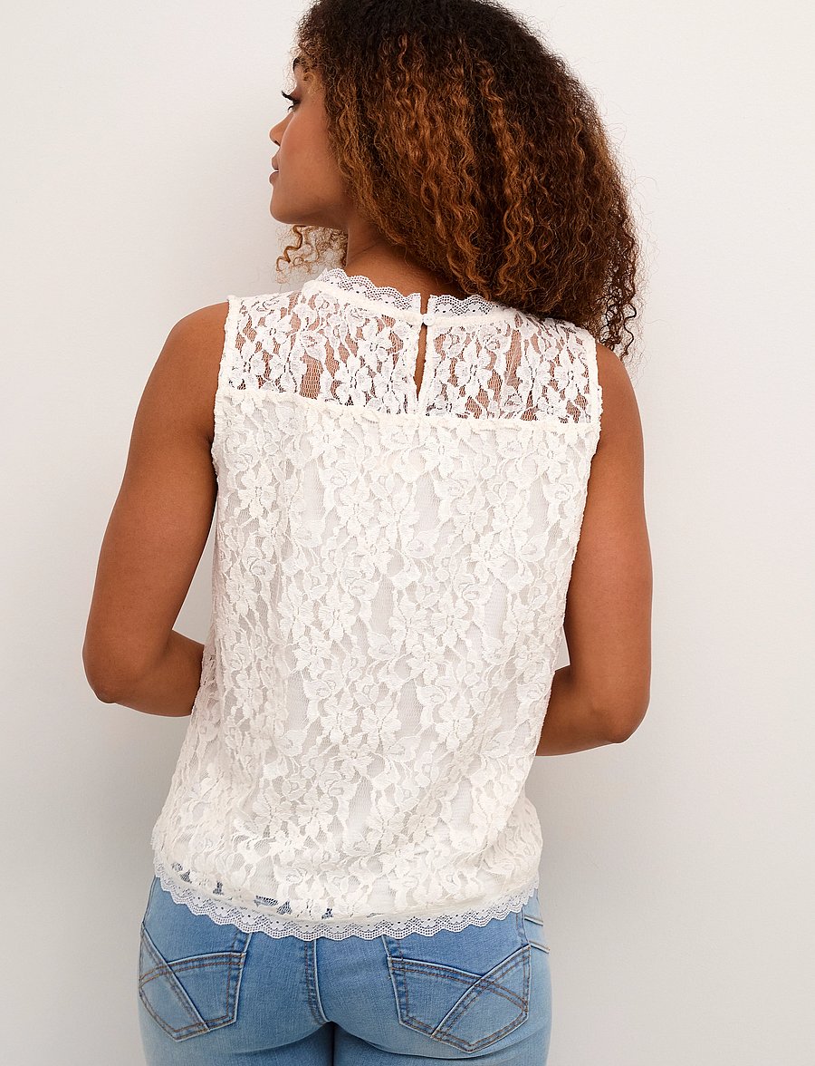 Cream - CRKit Lace Top - Ärmellose blusen - snow white - 4