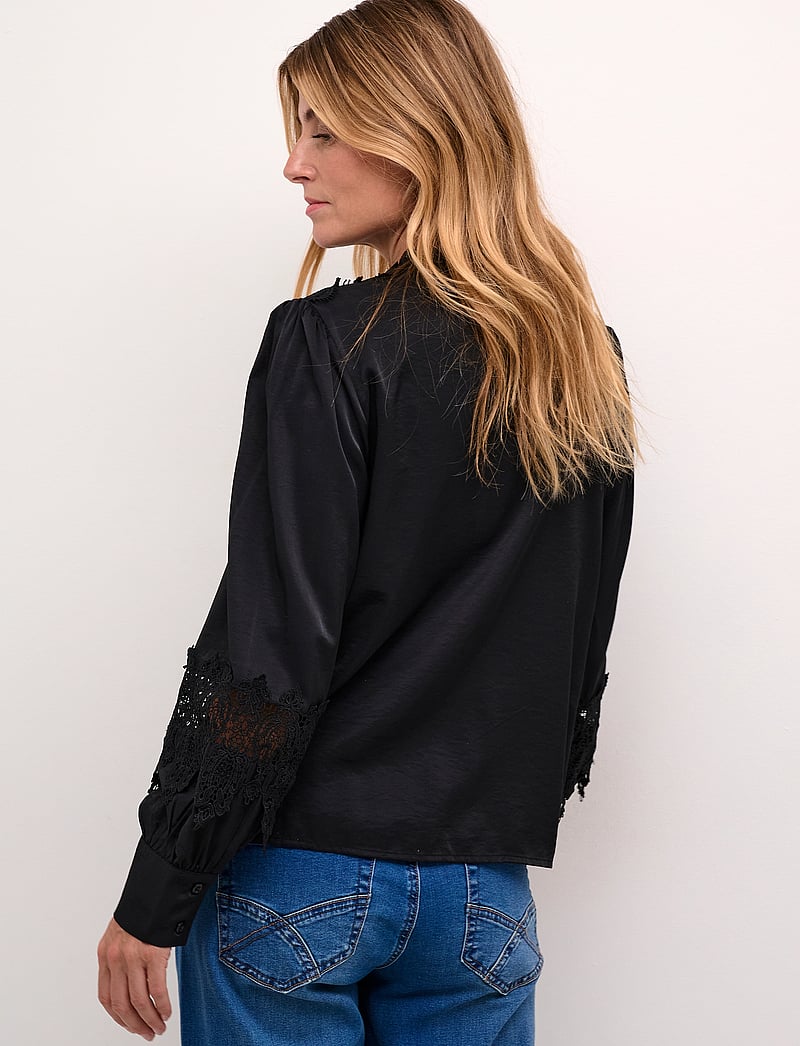 Cream - CRLuna Lace Shirt - langermede skjorter - pitch black - 4