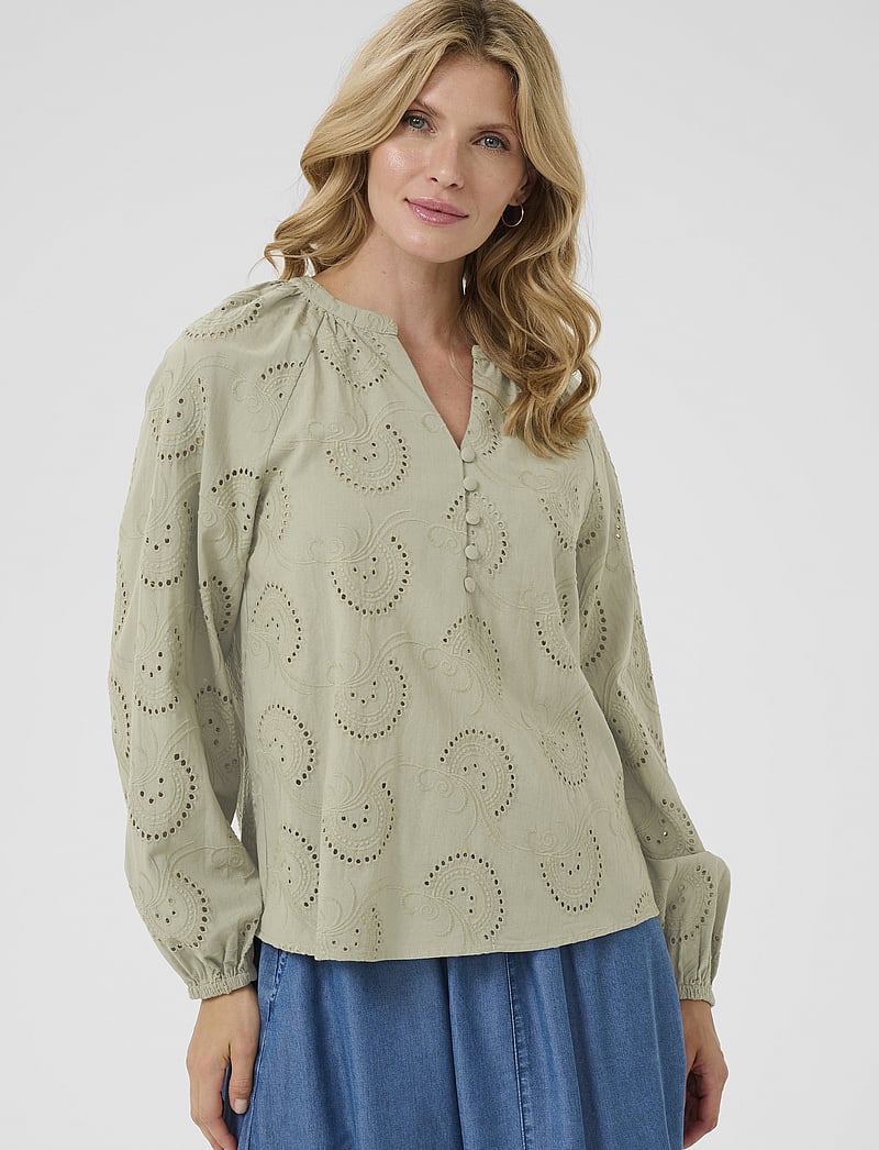 Cream - CRDelia Blouse - pikkade varrukatega pluusid - tea - 0