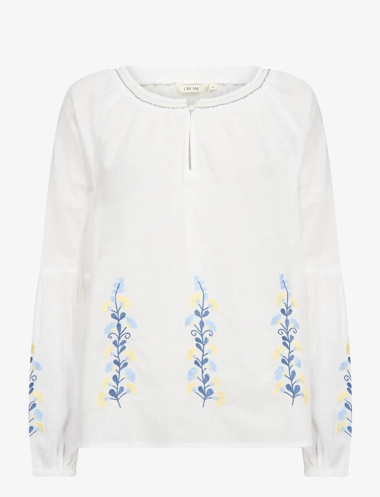 Cream - CRSara Blouse - long sleeved blouses - snow white blue yellow emb - 1
