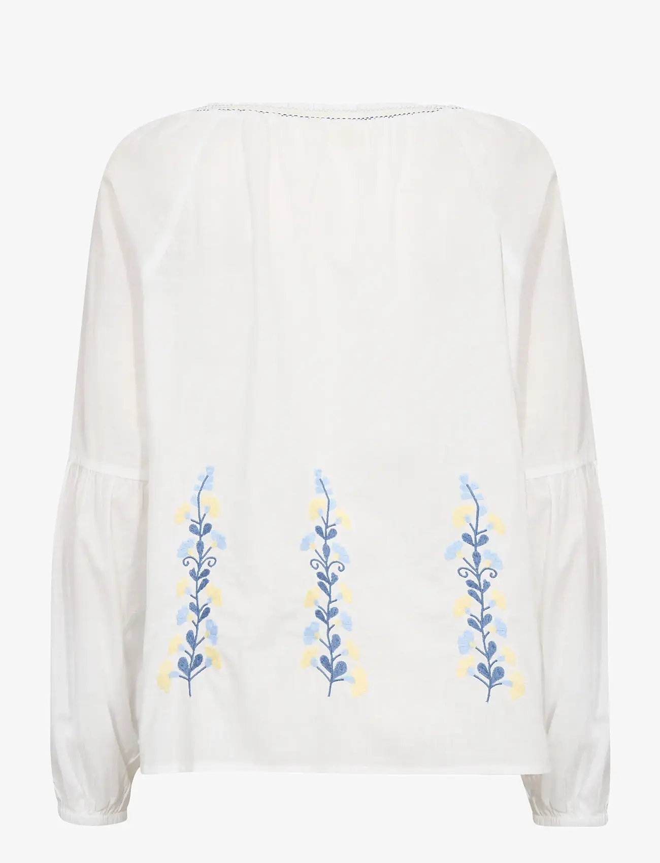 Cream - CRSara Blouse - long sleeved blouses - snow white blue yellow emb - 2