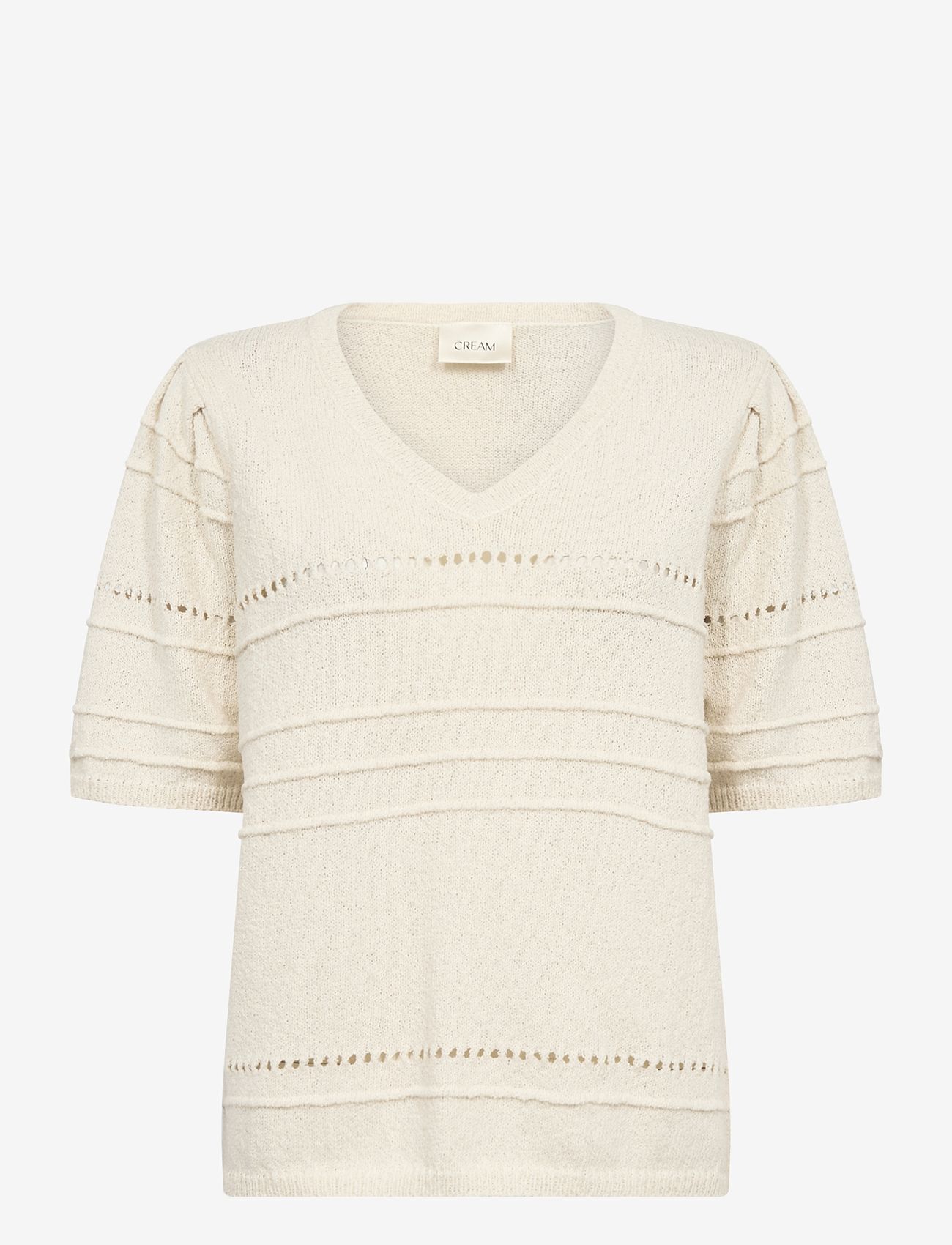 Cream - CRPoppi Knit Blouse - striktrøjer - eggnog - 1