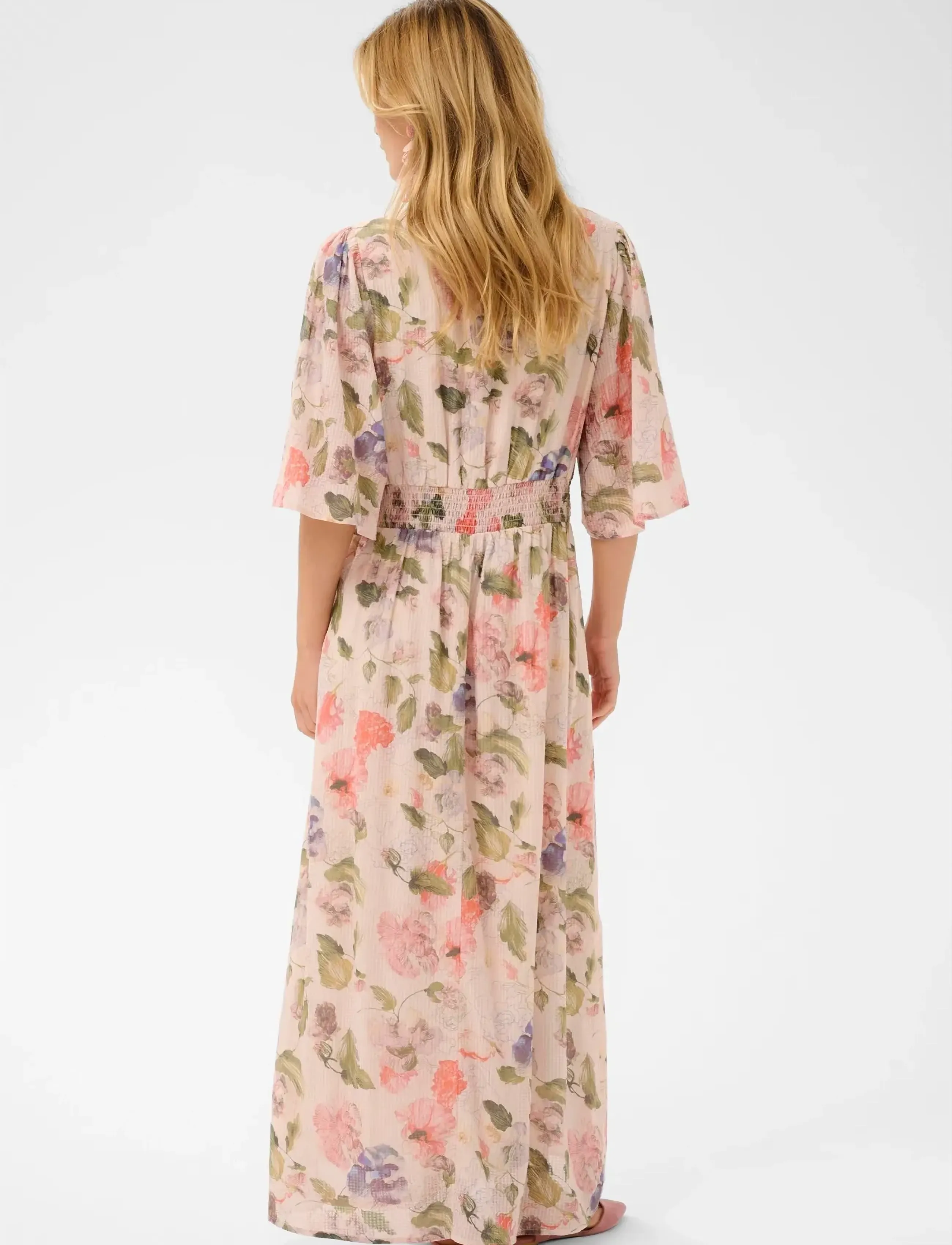 Cream - CRHailey Long Dress - sepia rose flower - 3