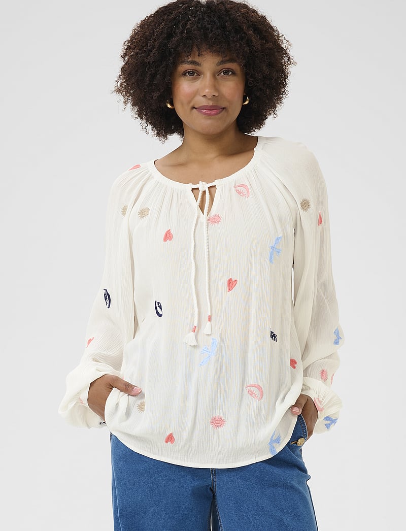 Cream - CRRonja Blouse - pikkade varrukatega pluusid - marshmallow - 0