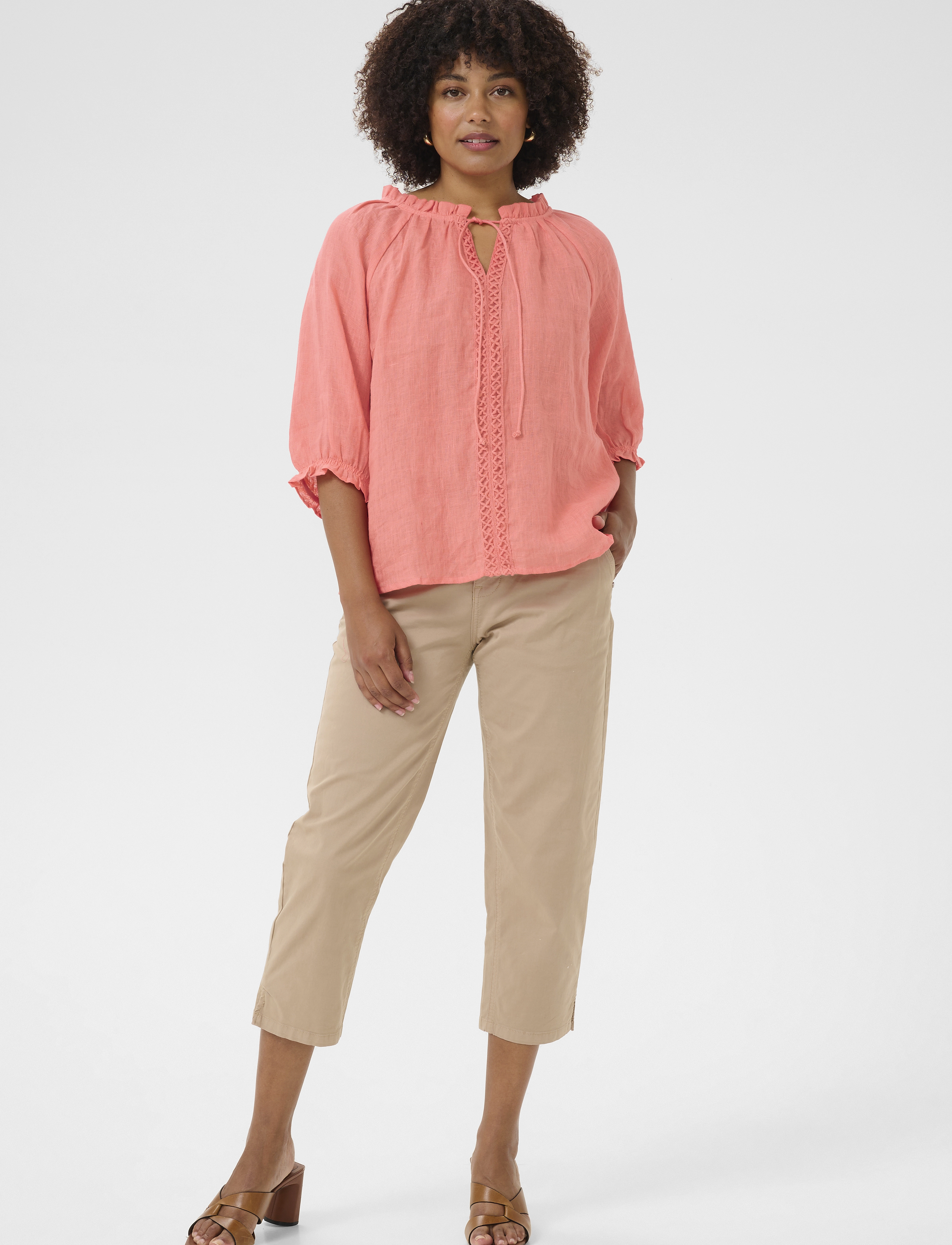 Cream - CRBellis Lace Blouse - kortærmede bluser - porcelain rose - 3