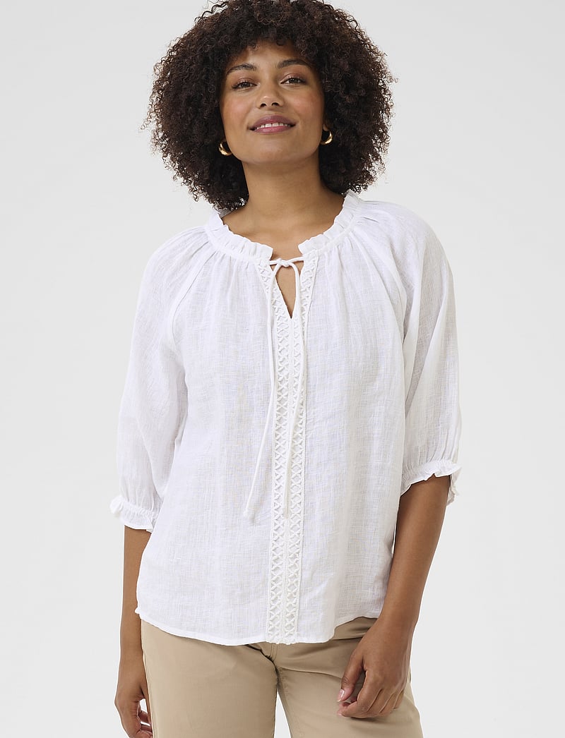 Cream - CRBellis Lace Blouse - short-sleeved blouses - snow white - 0