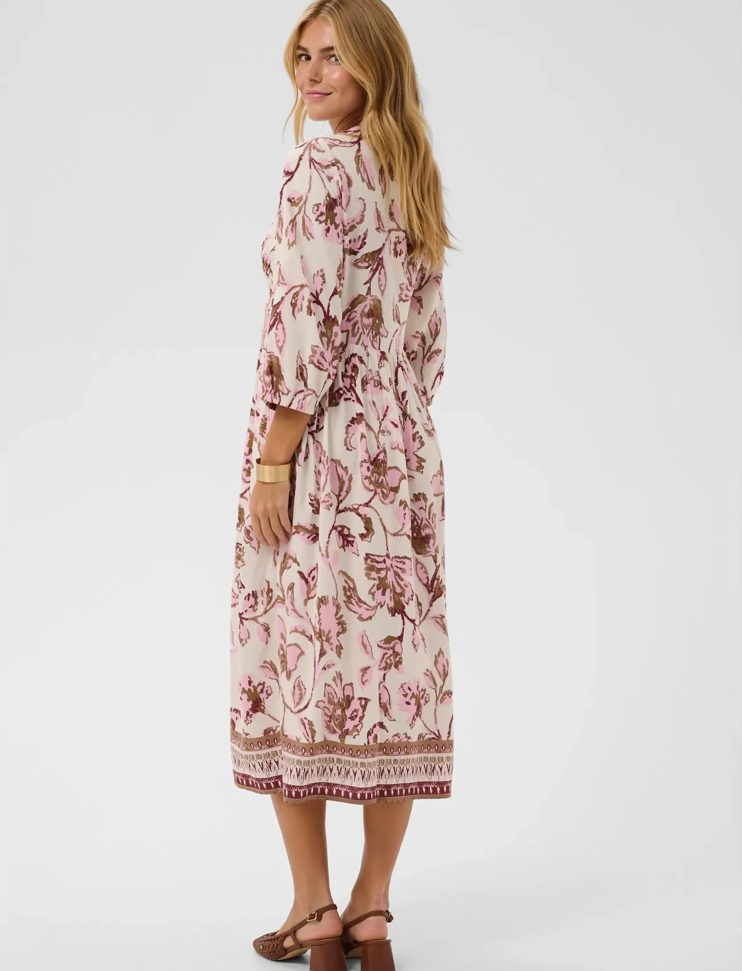 Cream - CRTiah Smock Dress - summer dresses - pink flower - 3