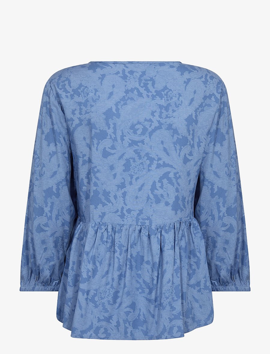 Cream - CRTiah Smock Blouse - langärmelige blusen - rivera blue ikat paisley - 2