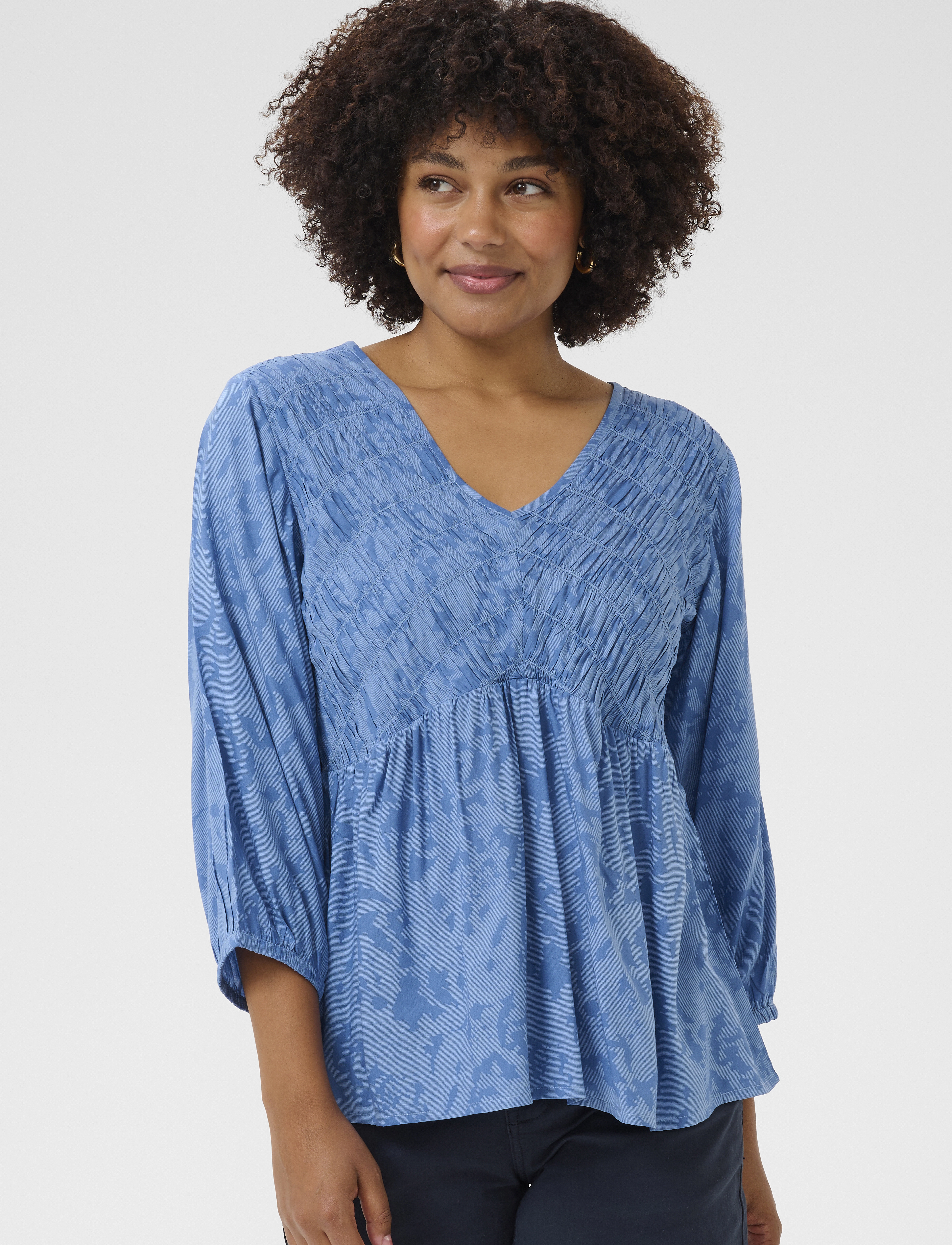 Cream Crtiah Smock Blouse, Kvinder, Smock Bluse, Blå, Str: 36
