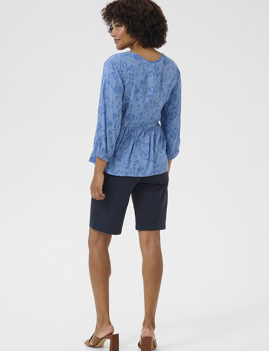 Cream - CRTiah Smock Blouse - langärmelige blusen - rivera blue ikat paisley - 4