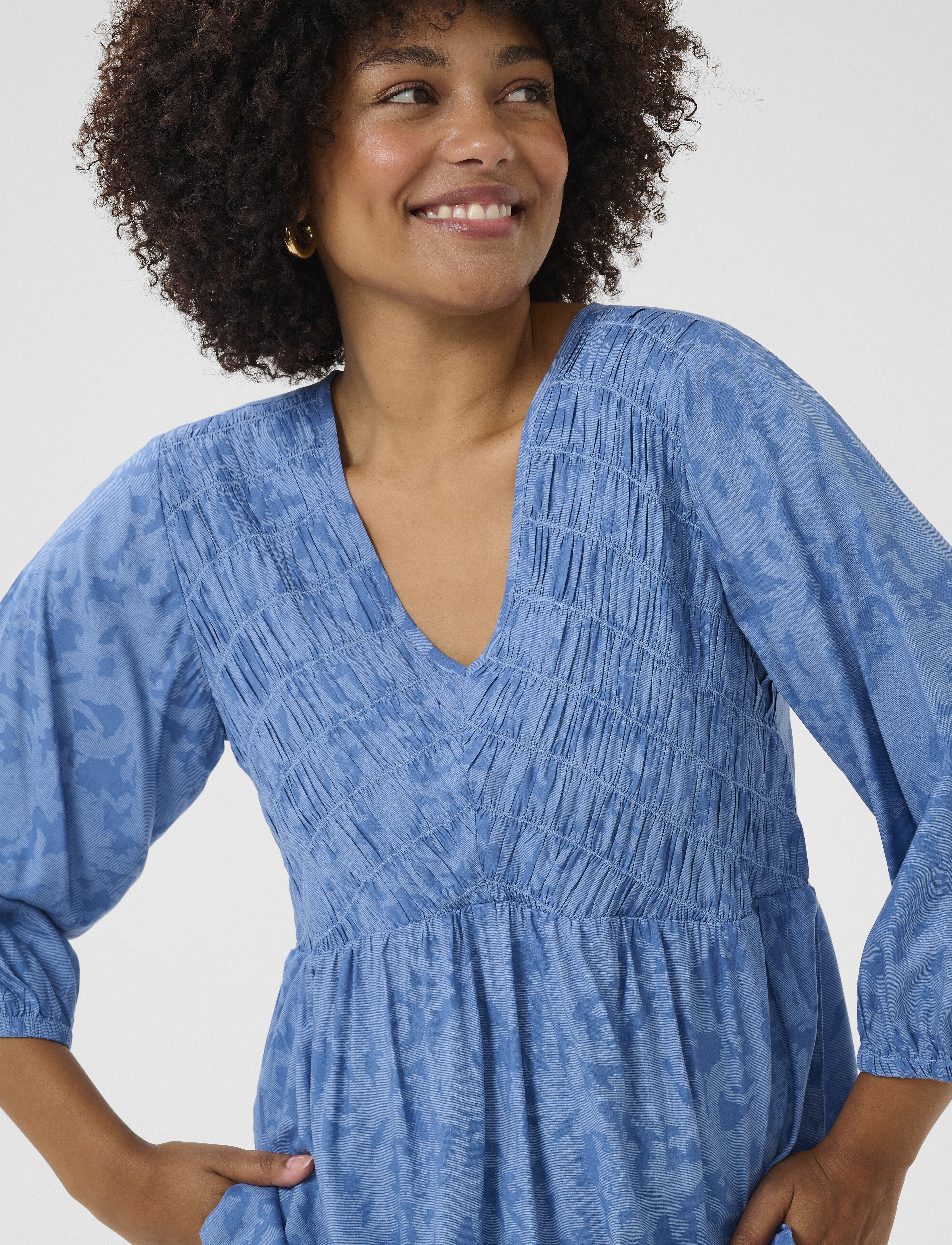 Cream - CRTiah Smock Blouse - långärmade blusar - rivera blue ikat paisley - 5
