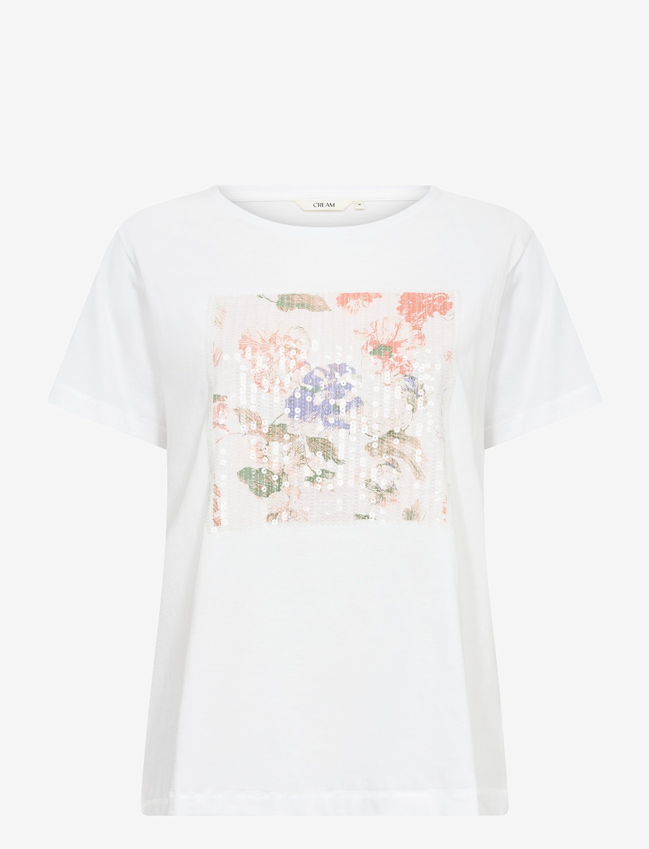 Cream - CRTria T-Shirt - t-shirts - floral sequins sepia rose - 1