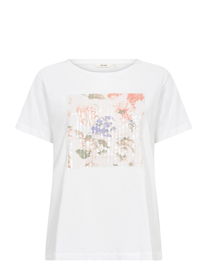 Cream - CRTria T-Shirt - t-shirts - floral sequins sepia rose - 1