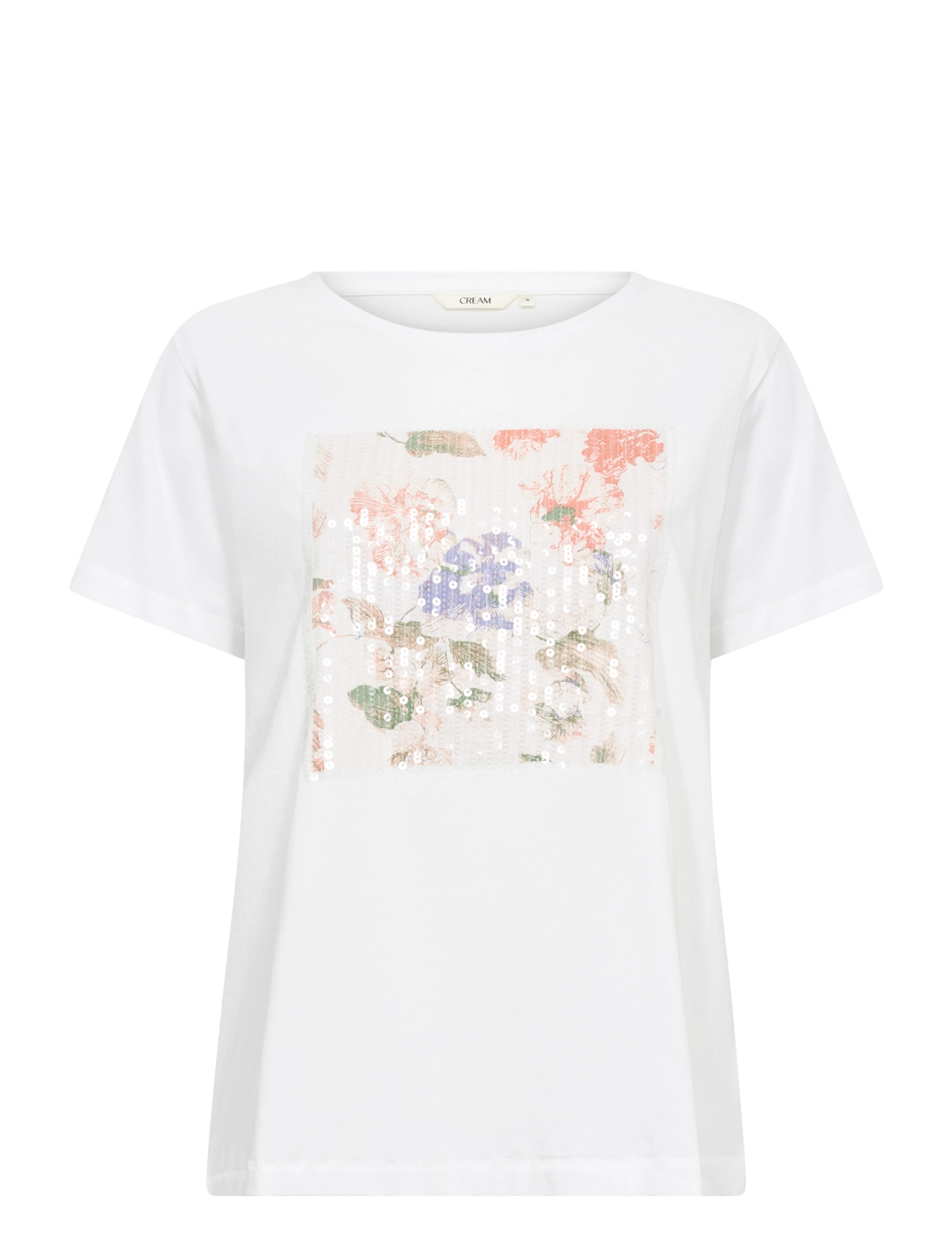 Cream CRTria T-Shirt - Kläder - FLORAL SEQUINS SEPIA ROSE / white