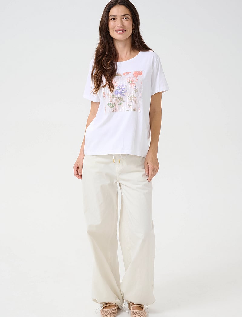 Cream - CRTria T-Shirt - t-shirts - floral sequins sepia rose - 3
