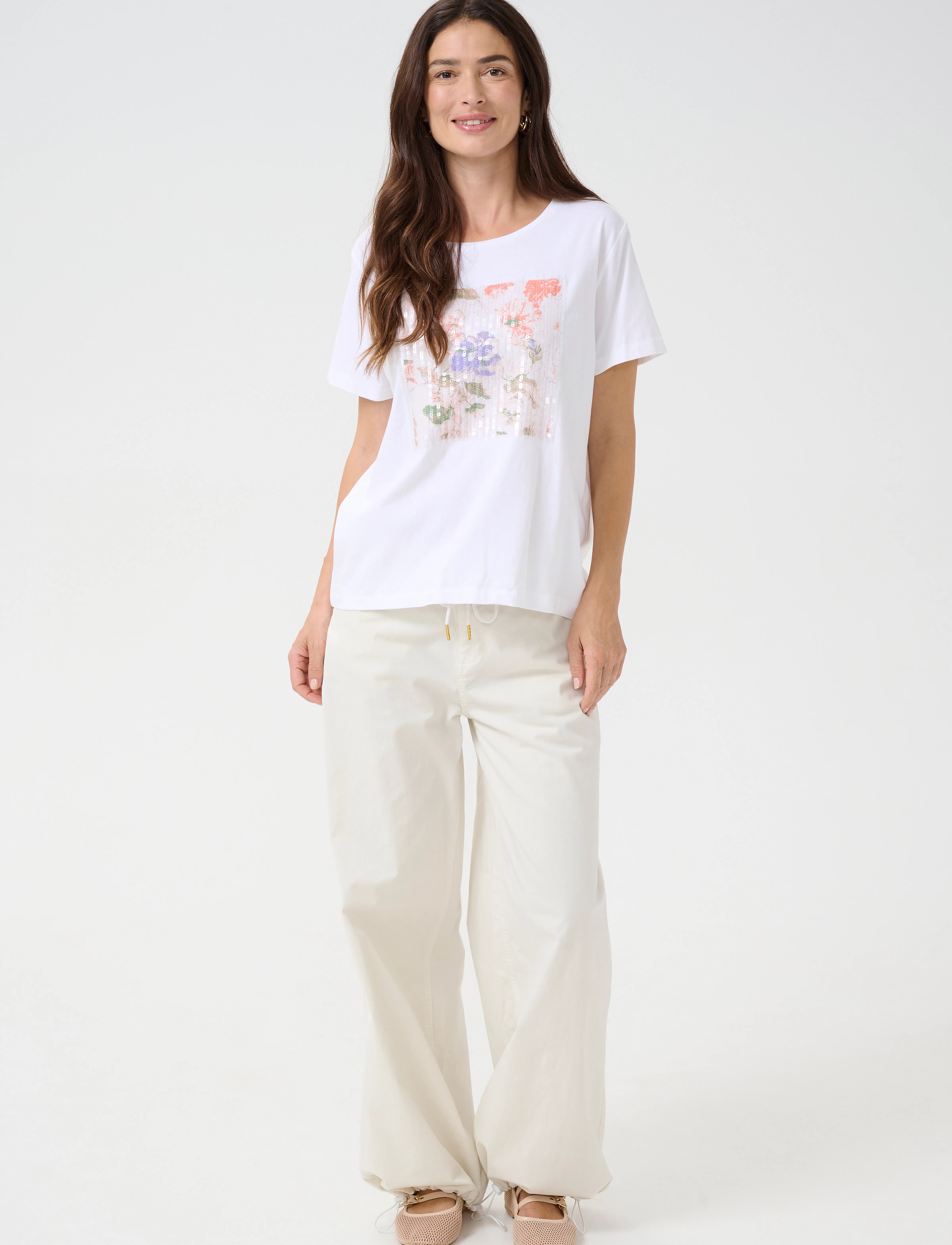 Cream - CRTria T-Shirt - t-shirts - floral sequins sepia rose - 3