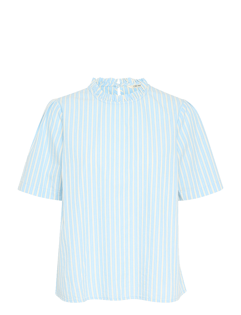 Cream - CRNadela Blouse - kortärmade blusar - clear blue stripe - 1